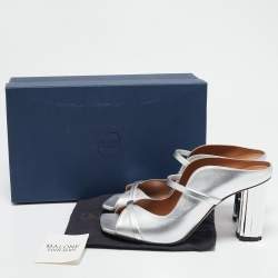 Malone Souliers Silver Leather Nara Slide Sandals Size 41.5