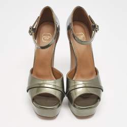 Malone Souliers Green Patent Leather Yuri Platform Sandals Size 36