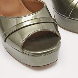 Malone Souliers Green Patent Leather Yuri Platform Sandals Size 36