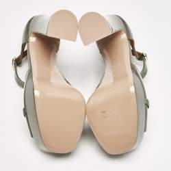 Malone Souliers Green Patent Leather Yuri Platform Sandals Size 36