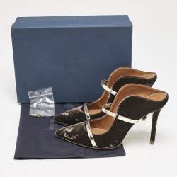 Pre Owned Malone Souliers Brown/Gold Velvet and Leather Maureen Mules Size 40