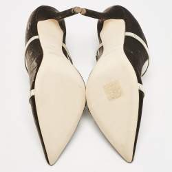 Pre Owned Malone Souliers Brown/Gold Velvet and Leather Maureen Mules Size 40