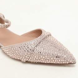 Malone Souliers Pink Suede Crystal Embellished Uma Flat Mules Size 38