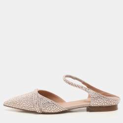 Malone Souliers Pink Suede Crystal Embellished Uma Flat Mules Size 38