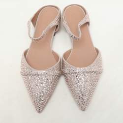 Malone Souliers Pink Suede Crystal Embellished Uma Flat Mules Size 38