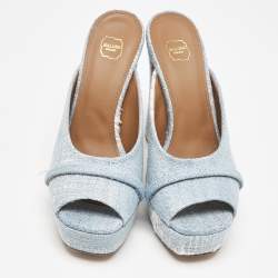 Pre Owned Malone Souliers Blue Denim Yasmin Platform Mules Size 38