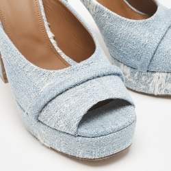 Pre Owned Malone Souliers Blue Denim Yasmin Platform Mules Size 38