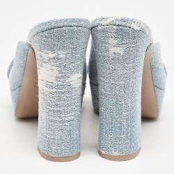 Pre Owned Malone Souliers Blue Denim Yasmin Platform Mules Size 38