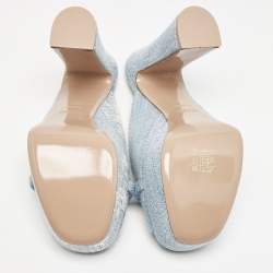 Pre Owned Malone Souliers Blue Denim Yasmin Platform Mules Size 38