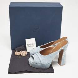 Pre Owned Malone Souliers Blue Denim Yasmin Platform Mules Size 38