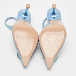 Pre Owned Malone Souliers Light Blue Satin Vilma Crystals Slingback Pumps Size 36