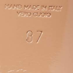 Pre Owned Malone Souliers Pink/Black Leather Bonnie Slide Sandals Size 37