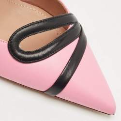 Pre Owned Malone Souliers Pink/Black Leather Bonnie Slide Sandals Size 37