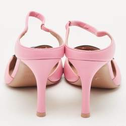 Pre Owned Malone Souliers Pink/Black Leather Bonnie Slide Sandals Size 37