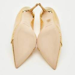 Pre Owned Malone Souliers Gold Croc Embossed Patent Leather Rina Pumps Size 39.5