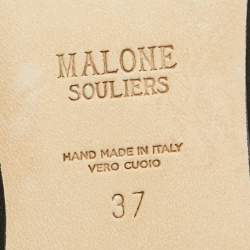Pre Owned Malone Souliers Black Satin Lina Ballet Flats Size 37