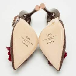 Pre Owned Malone Souliers Brown Raffia and Leather Chrissy Slingback Pumps Size 39