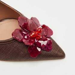 Pre Owned Malone Souliers Brown Raffia and Leather Chrissy Slingback Pumps Size 39