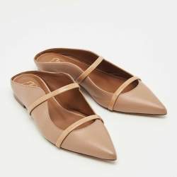 Pre Owned Malone Souliers Beige Leather Maureen Pointed Toe Flat Mules Size 37