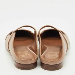 Pre Owned Malone Souliers Beige Leather Maureen Pointed Toe Flat Mules Size 37