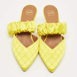 Pre Owned Malone Souliers Yellow Satin Maisie Mules Size 38.5