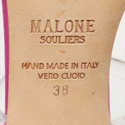 Pre Owned Malone Souliers Pink/Purple Satin Emily Bow Slide Sandals Size 38