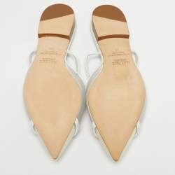 Pre Owned Malone Souliers White Mesh and Leather Clio Flat Mules Size 36