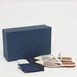 Pre Owned Malone Souliers White Mesh and Leather Clio Flat Mules Size 36