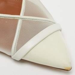 Pre Owned Malone Souliers White Mesh and Leather Clio Flat Mules Size 36