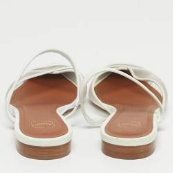Pre Owned Malone Souliers White Mesh and Leather Clio Flat Mules Size 36