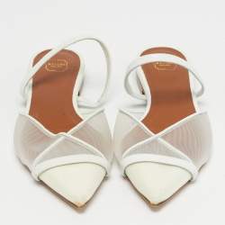 Pre Owned Malone Souliers White Mesh and Leather Clio Flat Mules Size 36