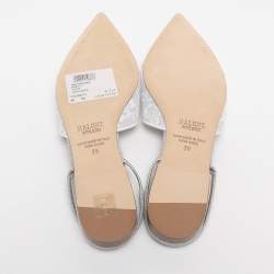 Pre Owned Malone Souliers White Lace Marla Slingback Flats Size 39