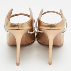 مملوكة مسبقًا صندل سلايد مالون سولييه ماورين جلد ذهبي ميتاليك مقاس 38