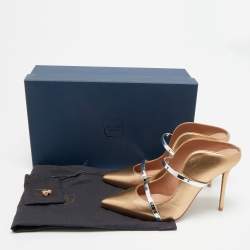 مملوكة مسبقًا صندل سلايد مالون سولييه ماورين جلد ذهبي ميتاليك مقاس 38