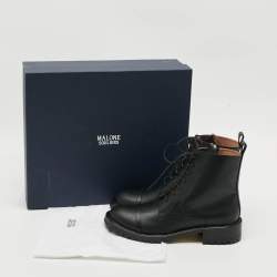 Pre Owned Malone Souliers Miller Size 39 Black Leather Combat Boots