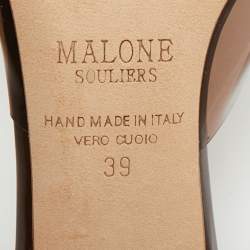 Pre Owned Malone Souliers Joella Size 39 Brown/Dark Brown Patent Leather and PVC Crystal Embellished Mules