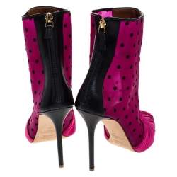 Pre Owned Malone Souliers Pink Satin And Mesh Charlise Ankle Boots Size 40