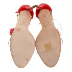 Pre Owned Malone Souliers Leather And PVC Strappy Floral Embellished Open Toe Sandals Size 40