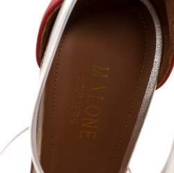 Pre Owned Malone Souliers Leather And PVC Strappy Floral Embellished Open Toe Sandals Size 40