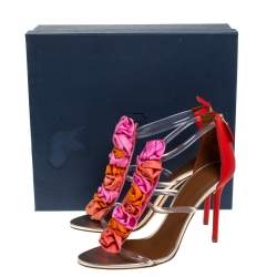 Pre Owned Malone Souliers Leather And PVC Strappy Floral Embellished Open Toe Sandals Size 40