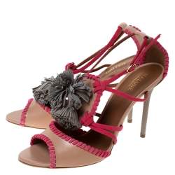 Pre Owned Malone Souliers Pink/Beige Leather Ruth Tassel Sandals Size 40