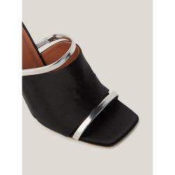 Pre Owned Malone Souliers Black Satin Square Toe Mules Size 38