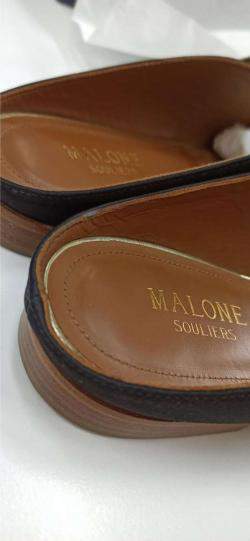 Pre Owned Malone Souliers Black/Gold Satin Maureen Pointed Toe Flats Size 40