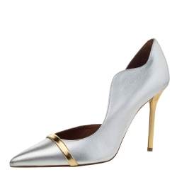 Pre Owned Malone Souliers Silver/Gold Leather Morrissey Pumps Size 39