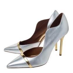 Pre Owned Malone Souliers Silver/Gold Leather Morrissey Pumps Size 39