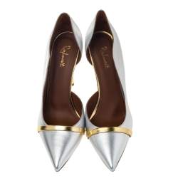 Pre Owned Malone Souliers Silver/Gold Leather Morrissey Pumps Size 39