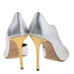 Pre Owned Malone Souliers Silver/Gold Leather Morrissey Pumps Size 39