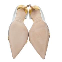 Pre Owned Malone Souliers Silver/Gold Leather Morrissey Pumps Size 39