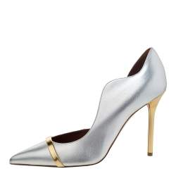 Pre Owned Malone Souliers Silver/Gold Leather Morrissey Pumps Size 39