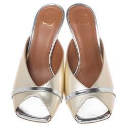 Pre Owned Malone Souliers Gold Leather Lucia Open Toe Mules Size 36.5 